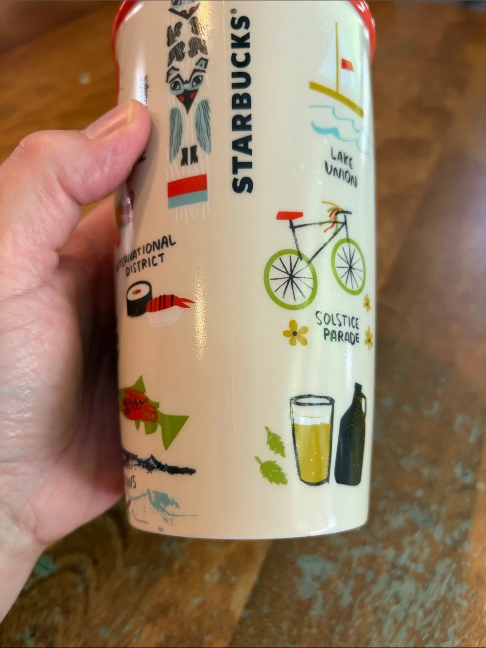 Starbucks Seattle Wall Ceramic Tumbler Mug 12 oz